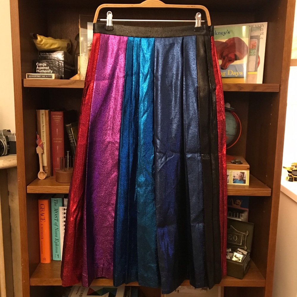 J.Crew Metallic Pleated Color Block Skirt